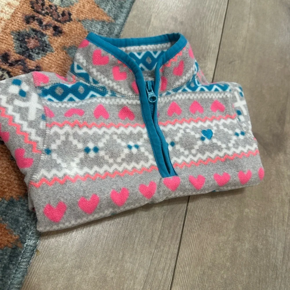Y2K OshKosh B'Gosh Toddler Girl Fair Isle Print Pullover Sweater 3T Quarter-Zip